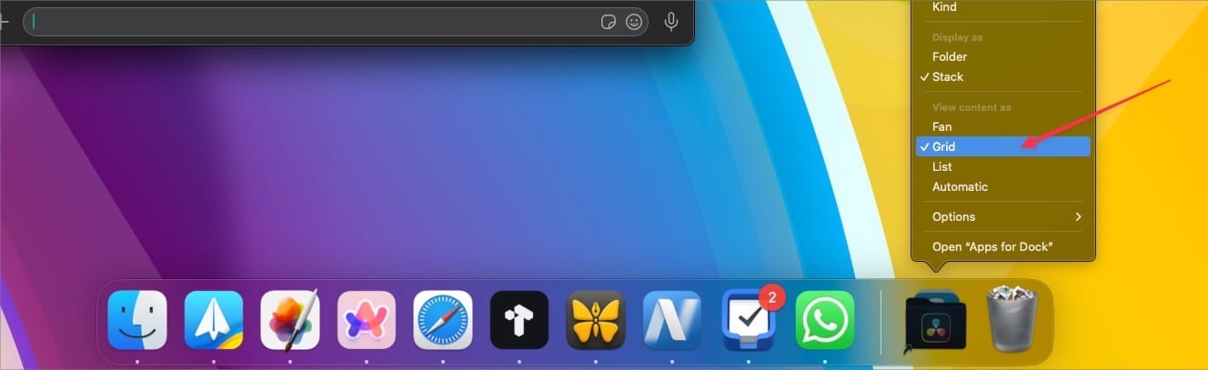 choosing Grid view option