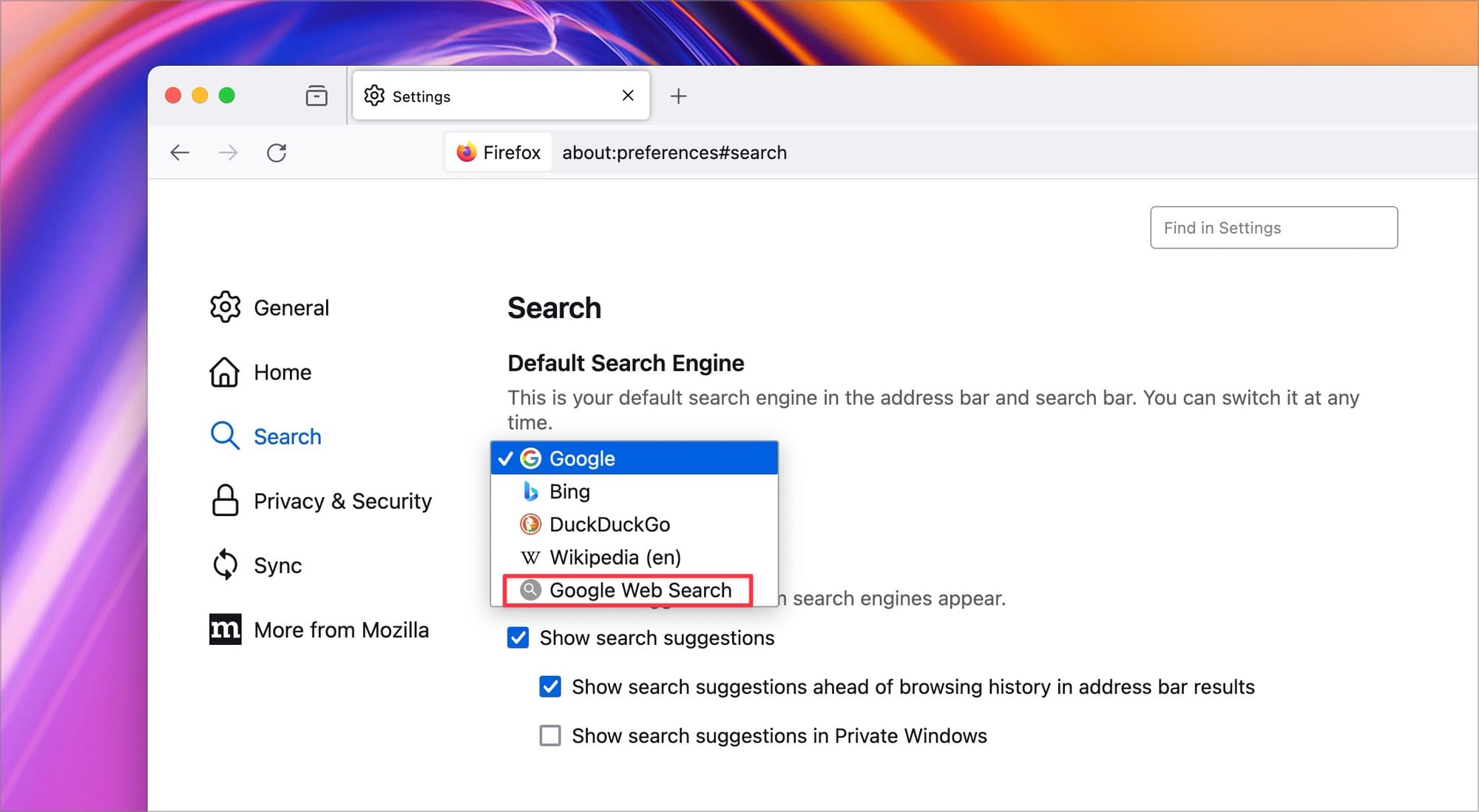 set it as the default using the&nbsp;Default Search Engine&nbsp;setting