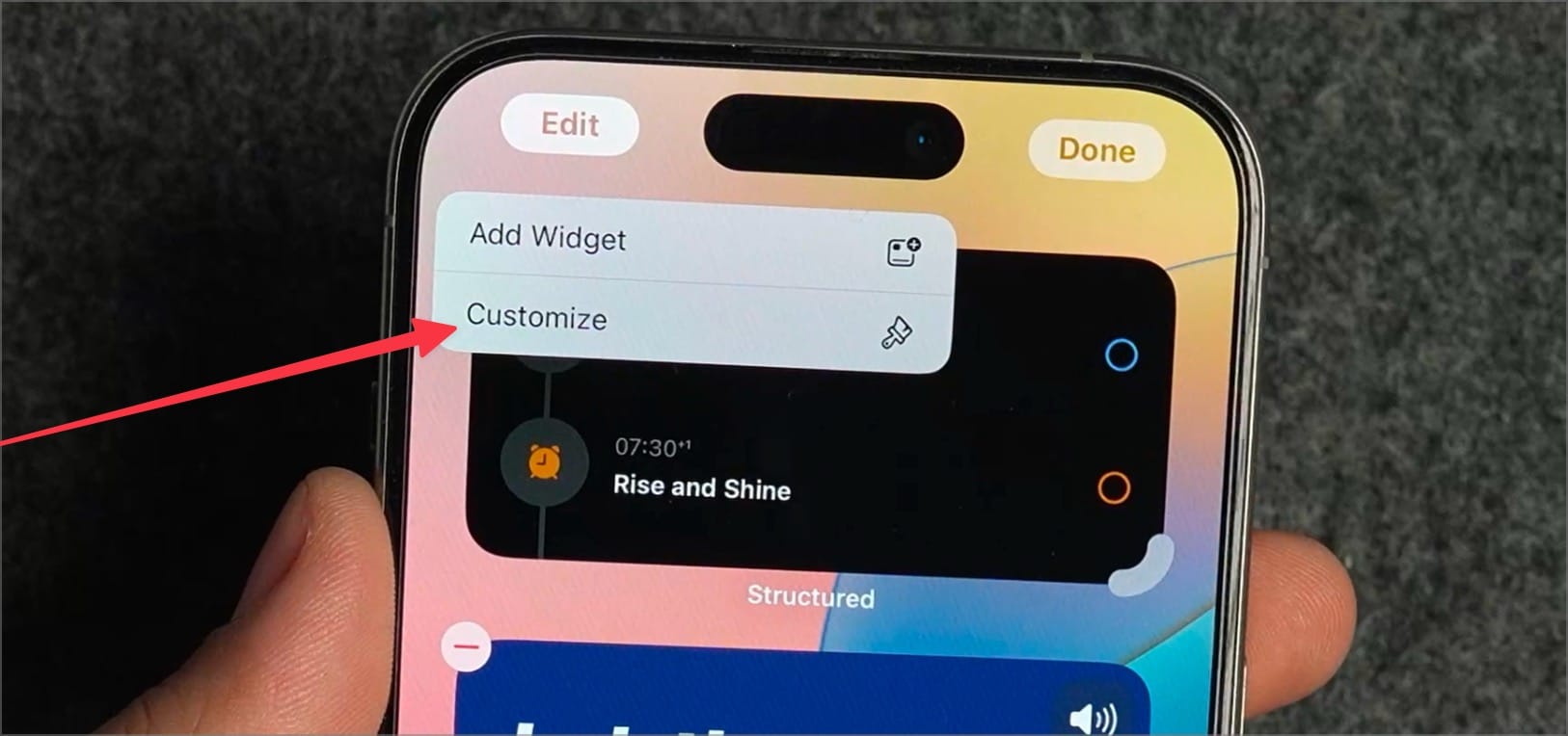 Customize option