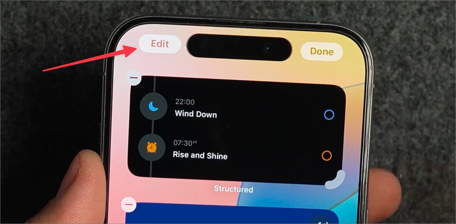Edit button on Home Screen