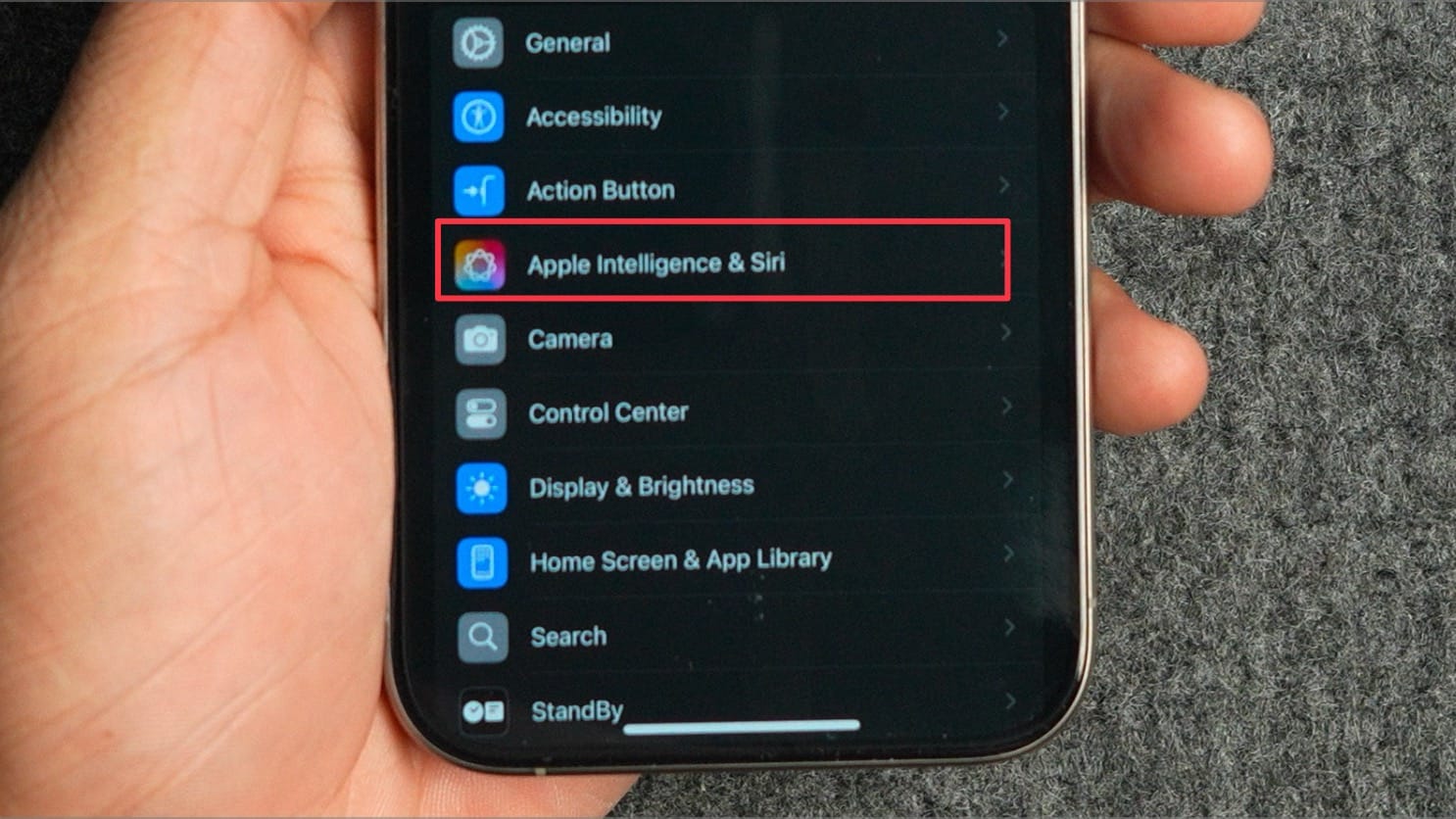 Apple Intelligence & Siri&nbsp;option