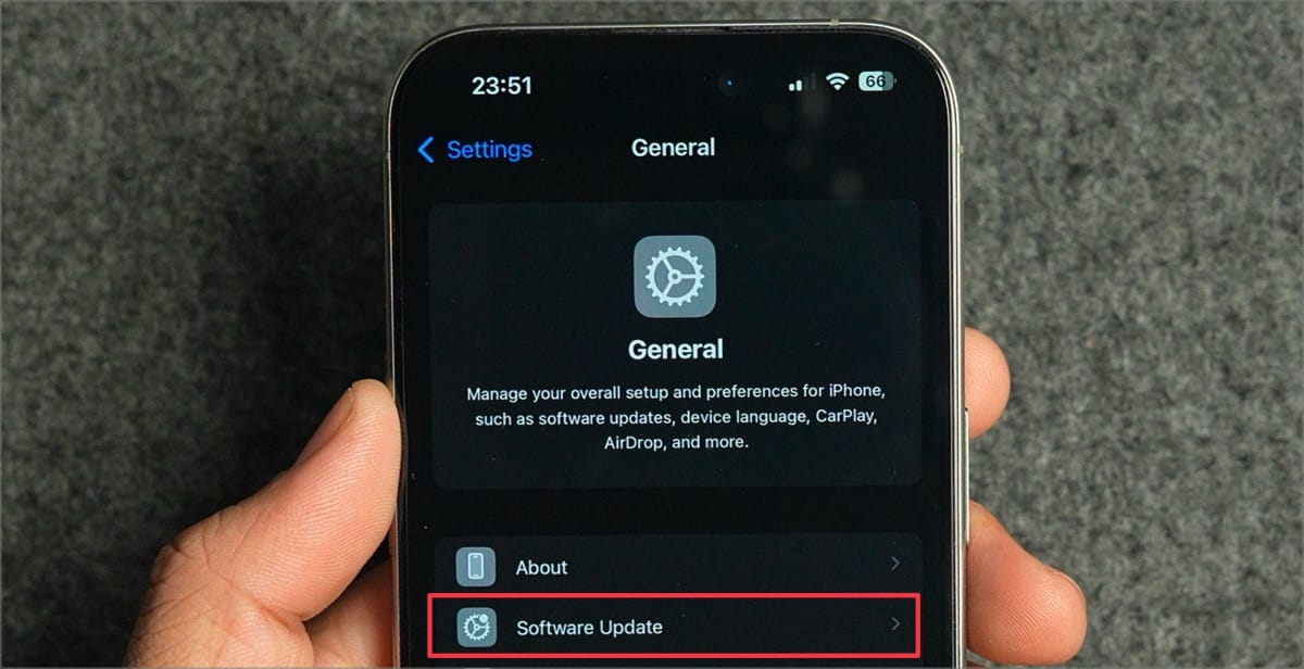 Open the&nbsp;Software Update&nbsp;settings