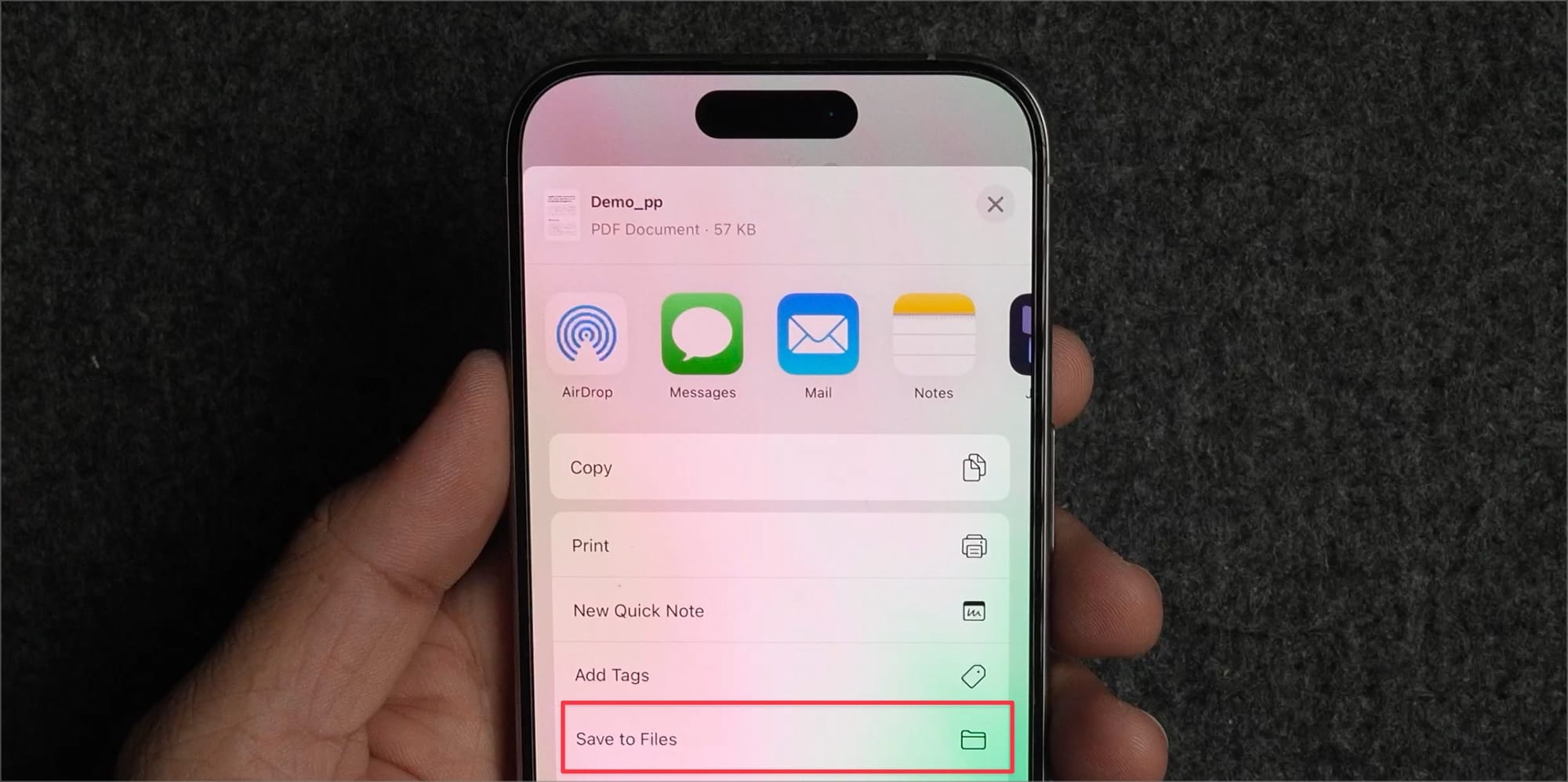Use the Save to Files action