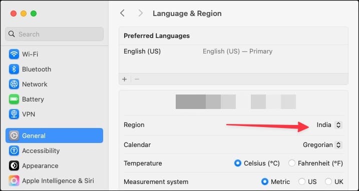 dropdown menu next to&nbsp;Region
