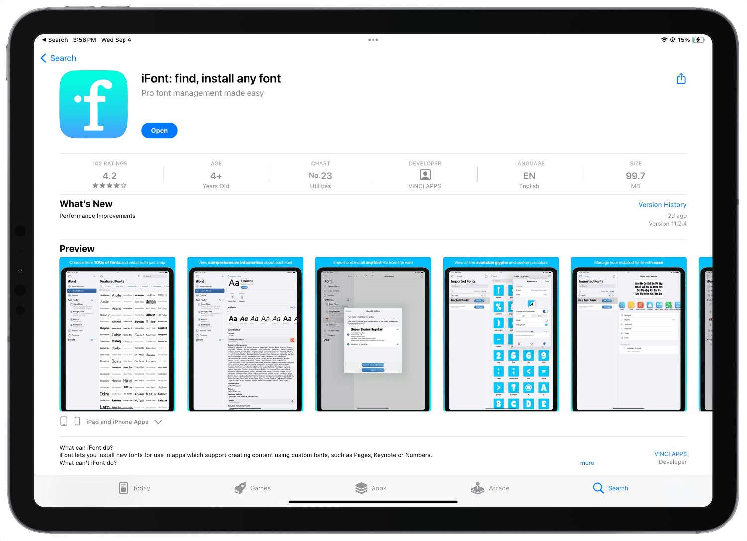 iFont App Store Listing