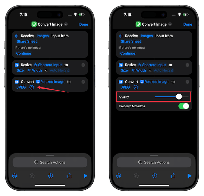 Setting the Quality&nbsp;parameter to full