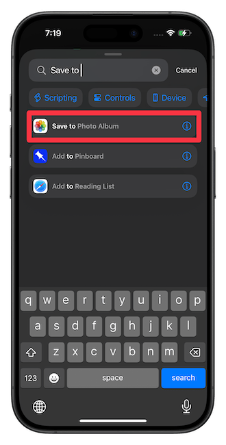 Adding Save to Photo Album&nbsp;action