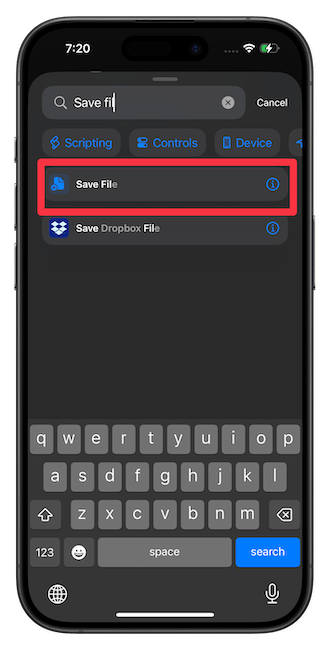 adding the&nbsp;Save File&nbsp;action