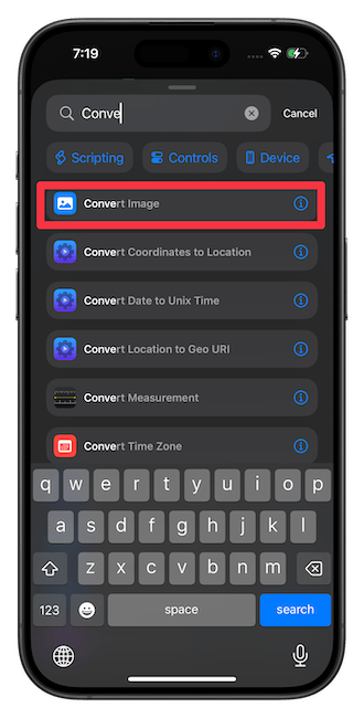 adding Convert Image&nbsp;action