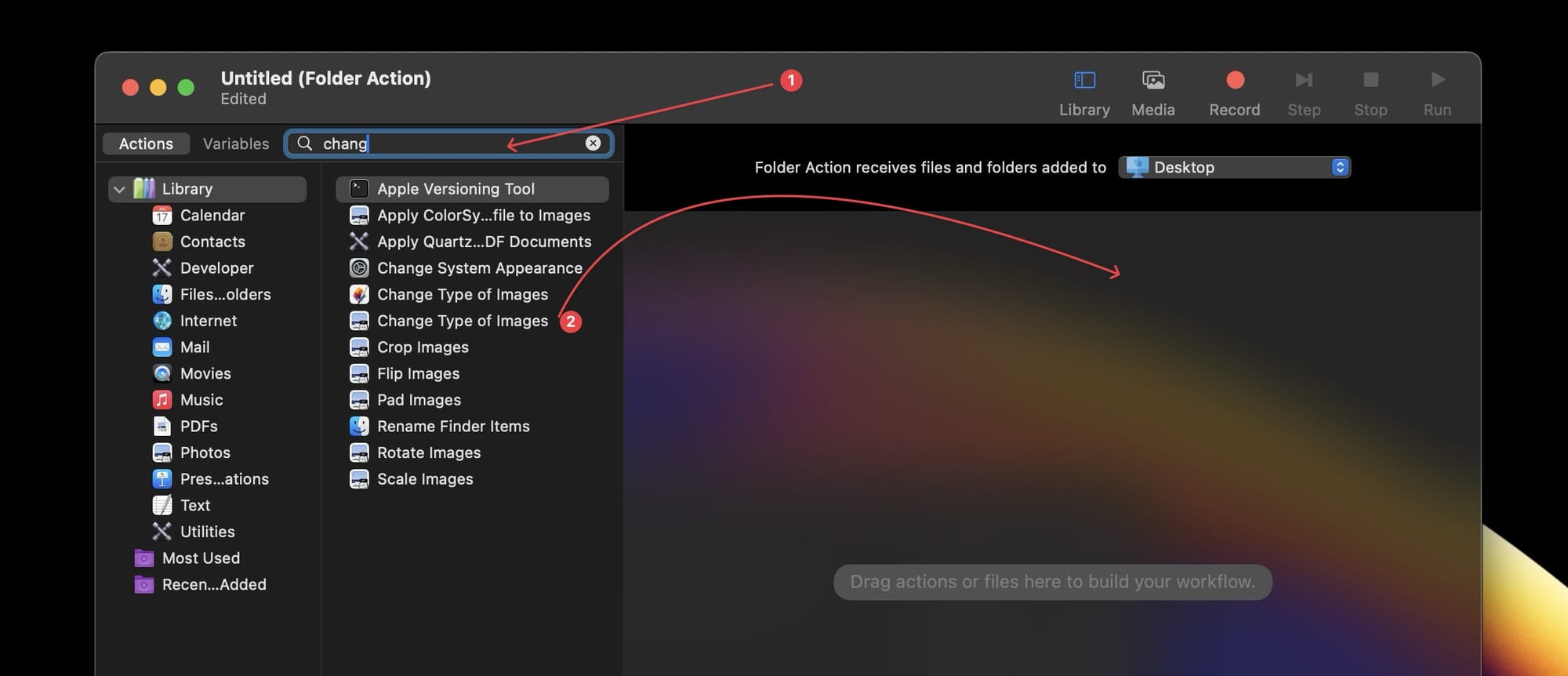 Change Types of Images action