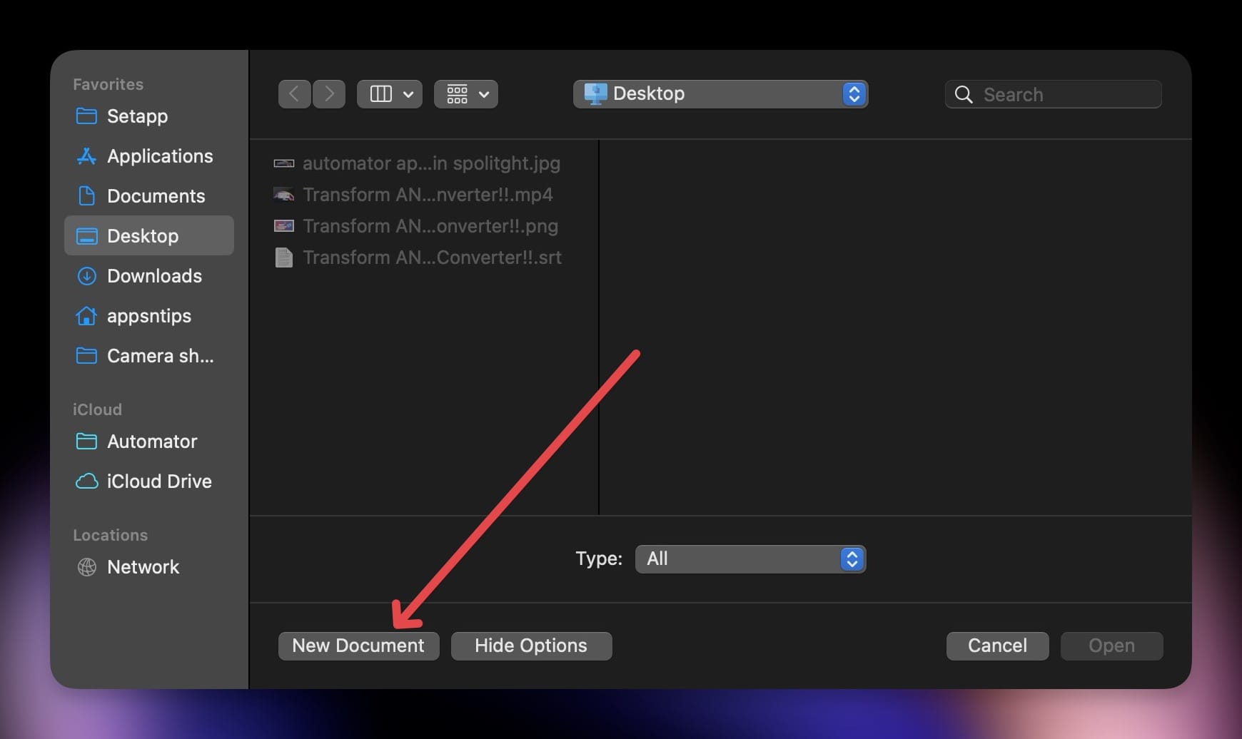 New Document Option