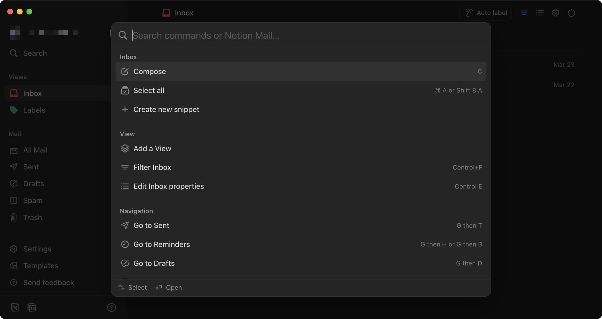 Notion command bar