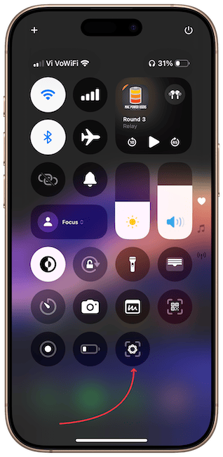 Visual Intelligence added to Control Center