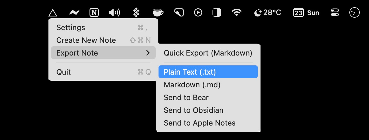antinote export options