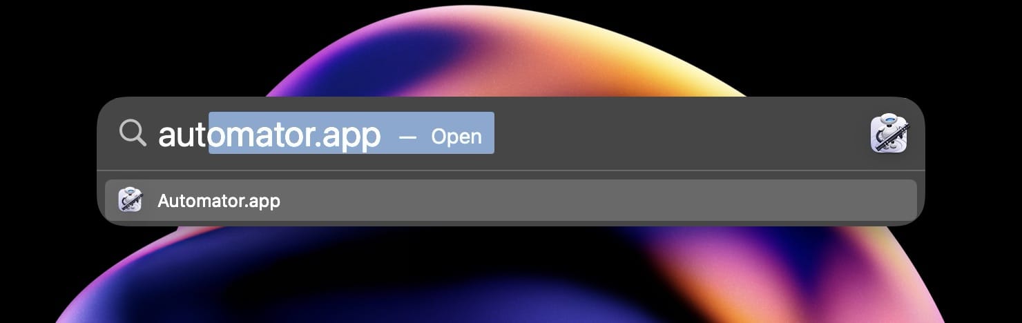 automator app in spolitght