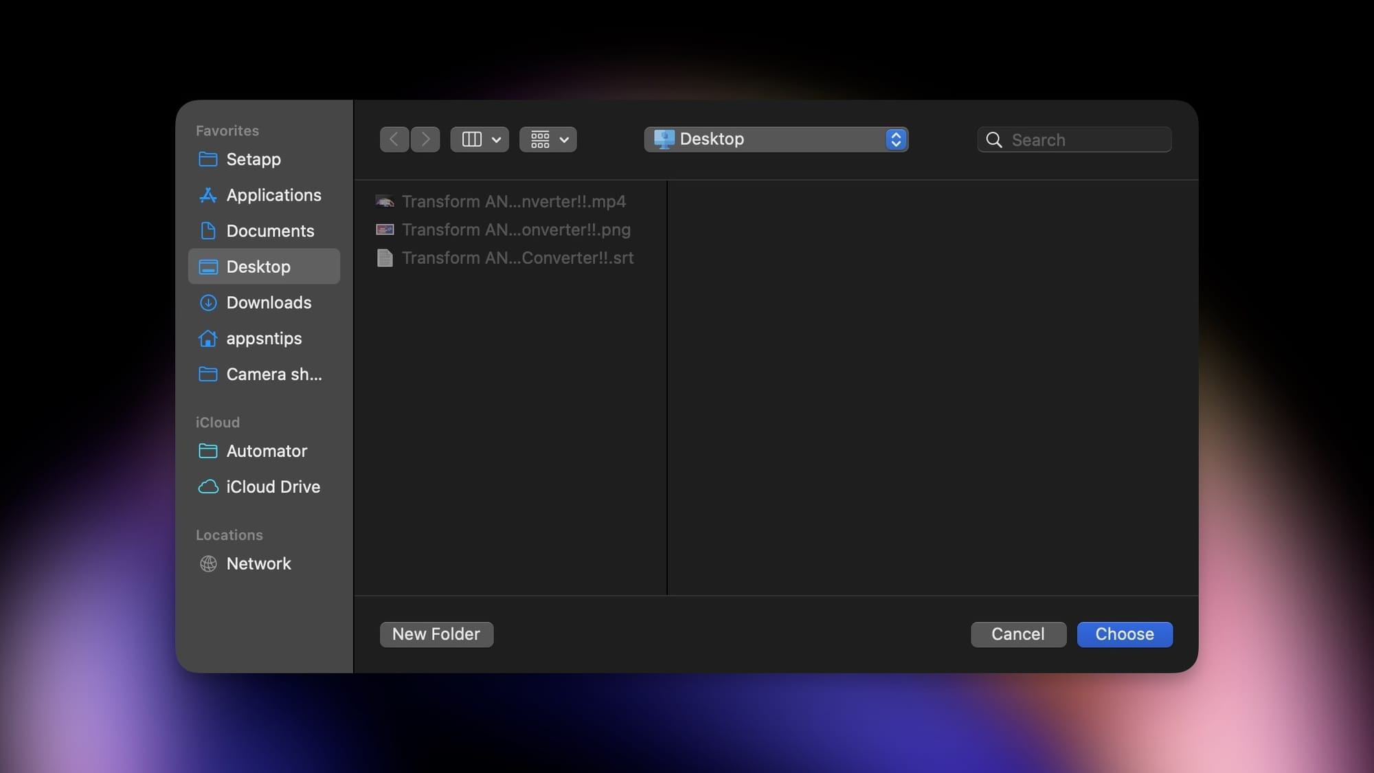 choose the folder you want