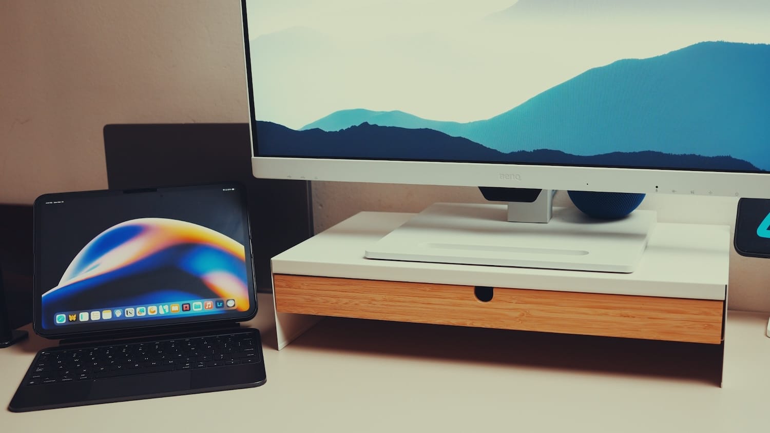 desk is organized and clean