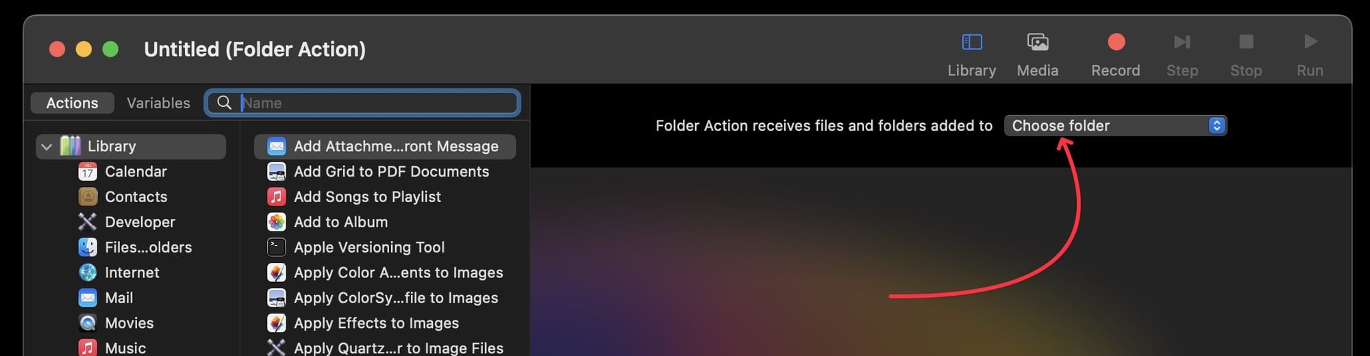 folder dropdown