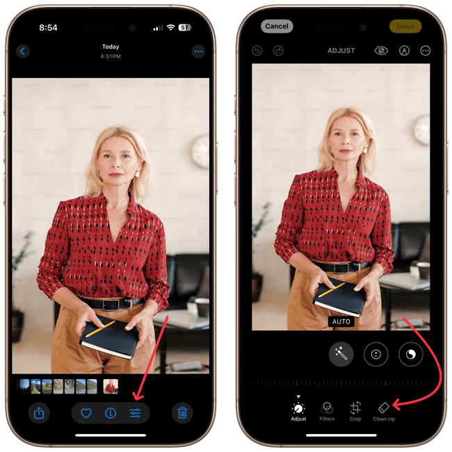 Clean Up tool in Apple photos app