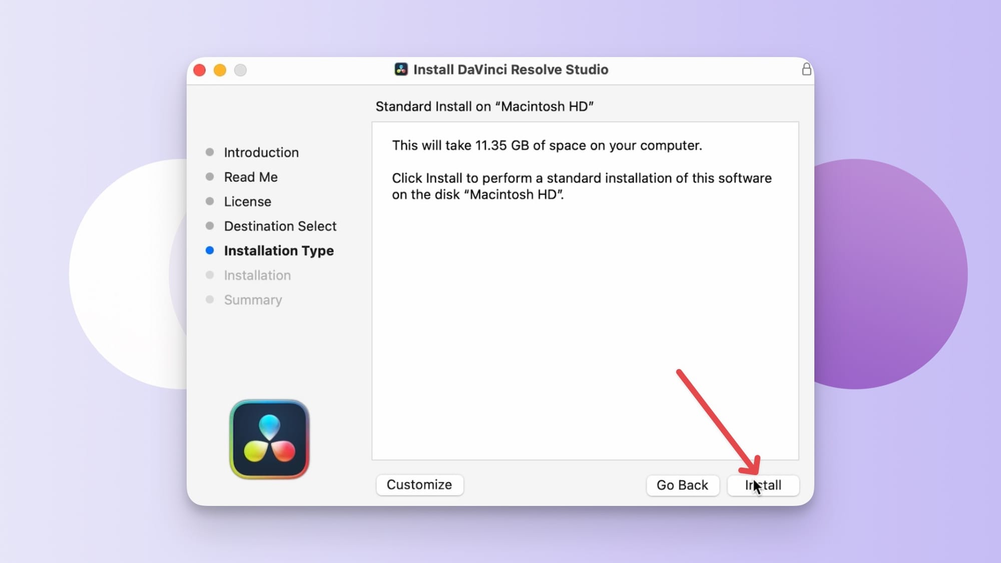 Install button 
