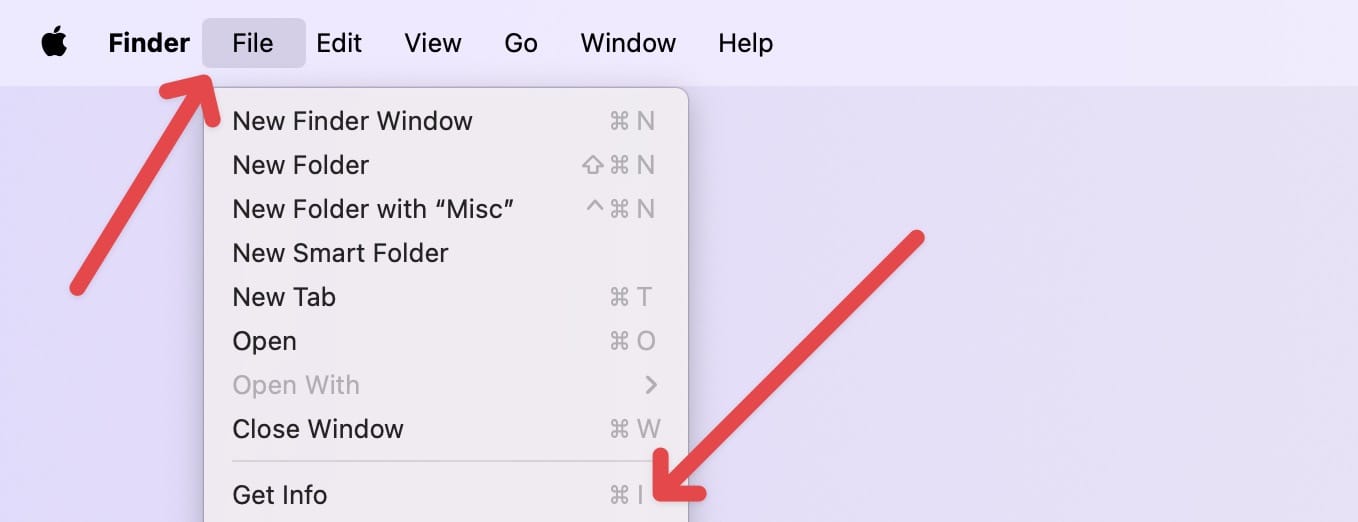 Get Info option