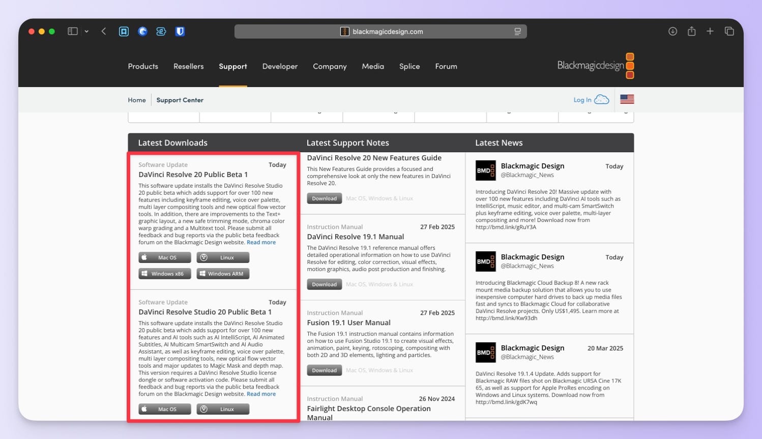 Latest Downloads section