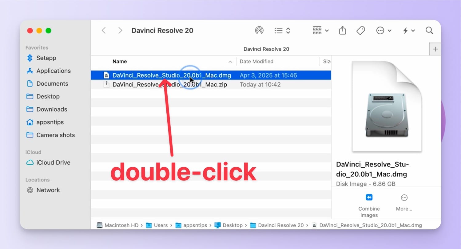 double-click the DMG file