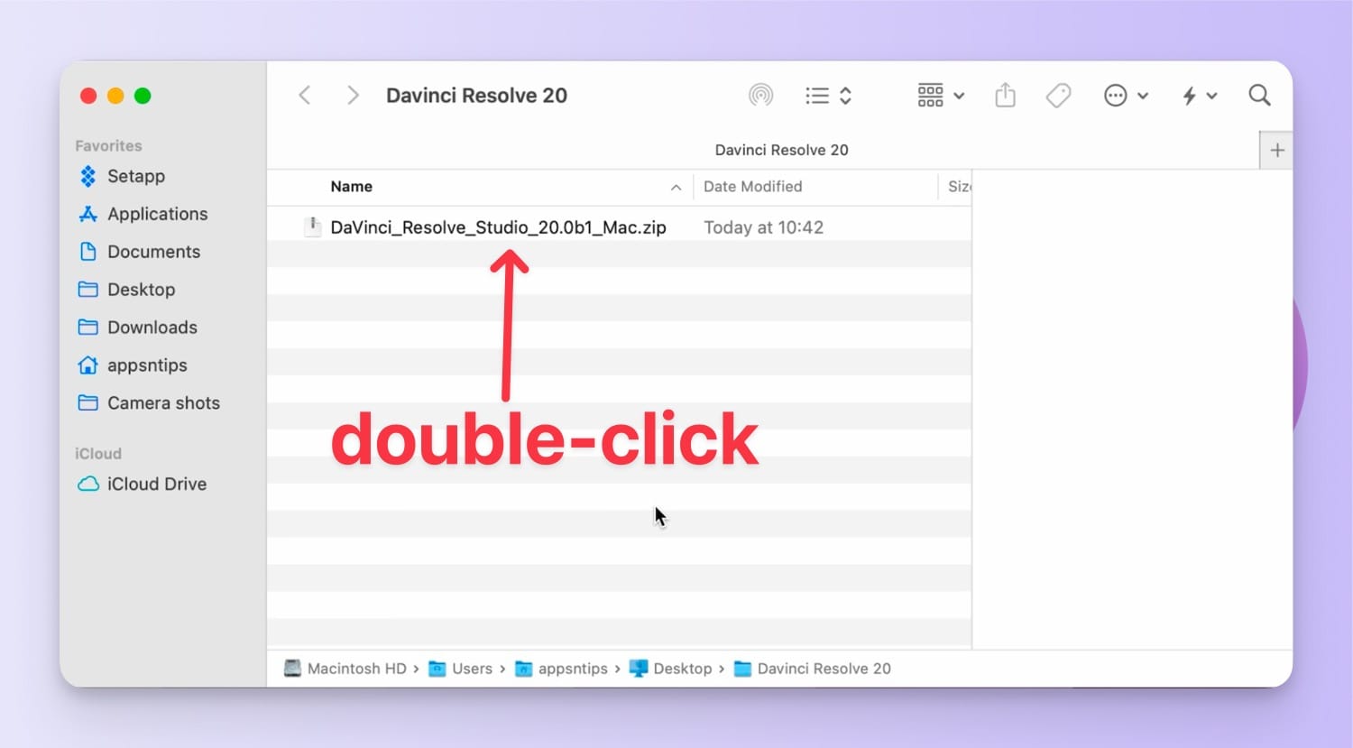 double-click the zip file