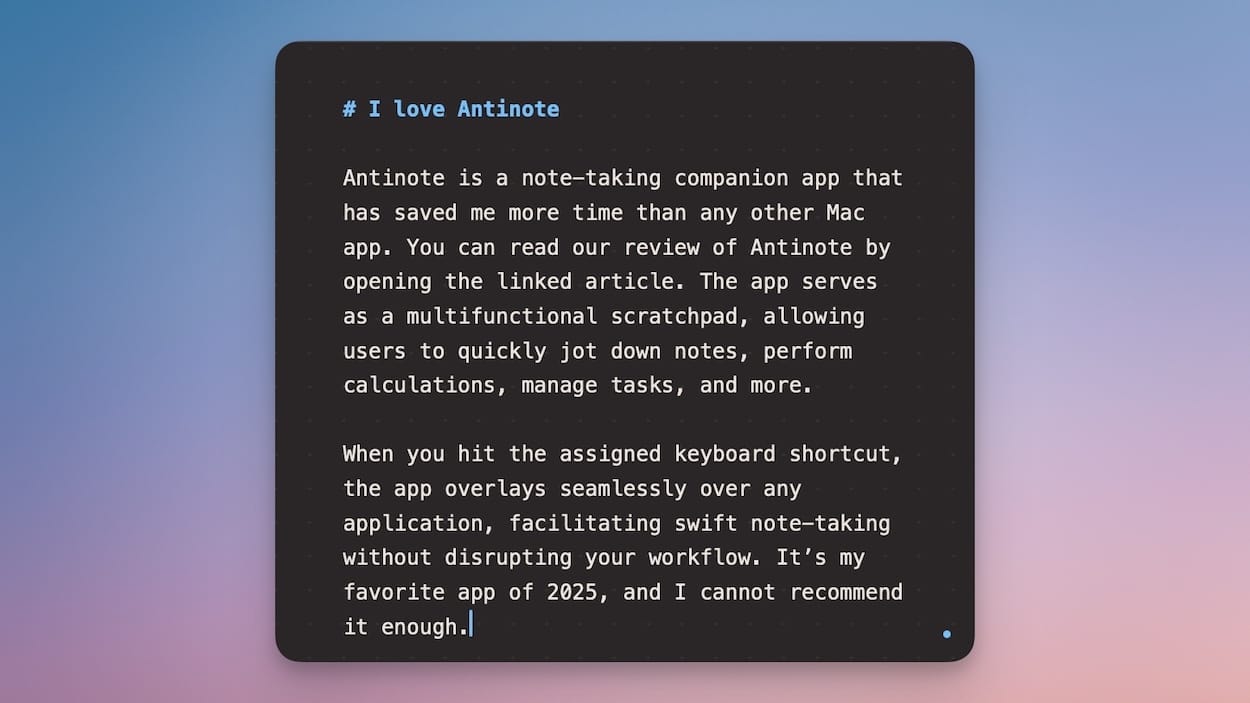 Antinote app in Action