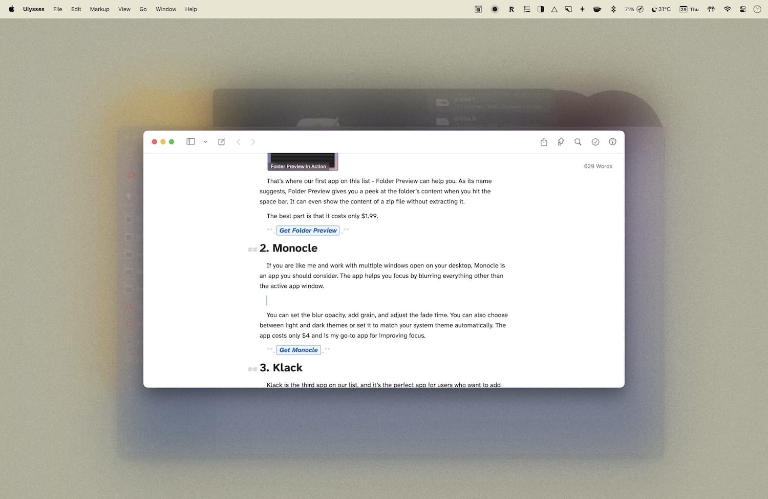 Monocle app in Action