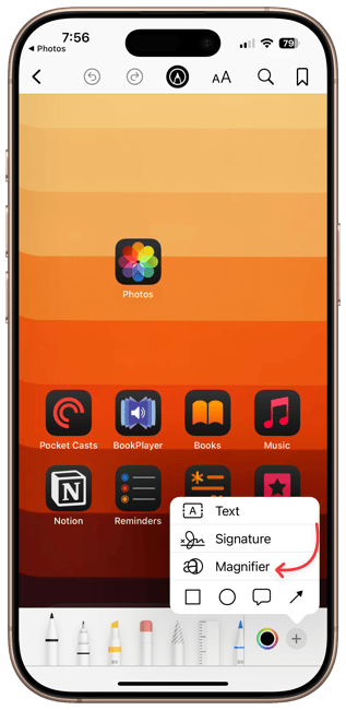 Magnifier tool is available