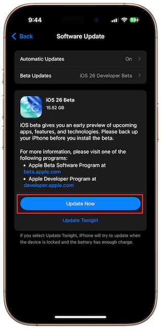 iOS 26 beta available to download