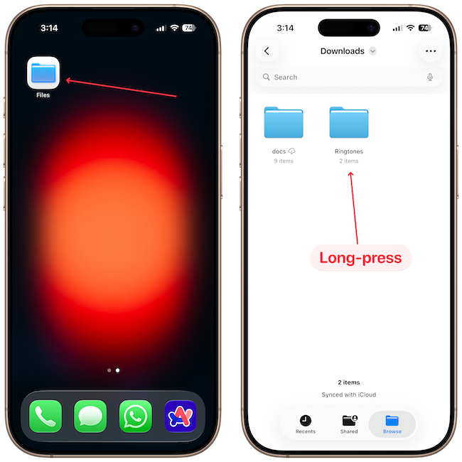 iPhone screenshot showing Files app on iPhone
