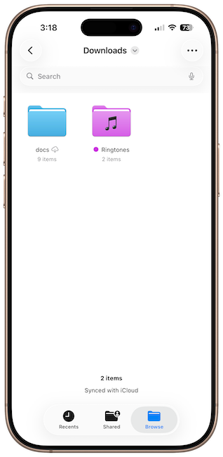 iPhone screenshot showing folder with new color and emoji