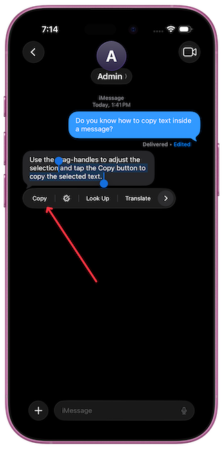 drag handles to copy text
