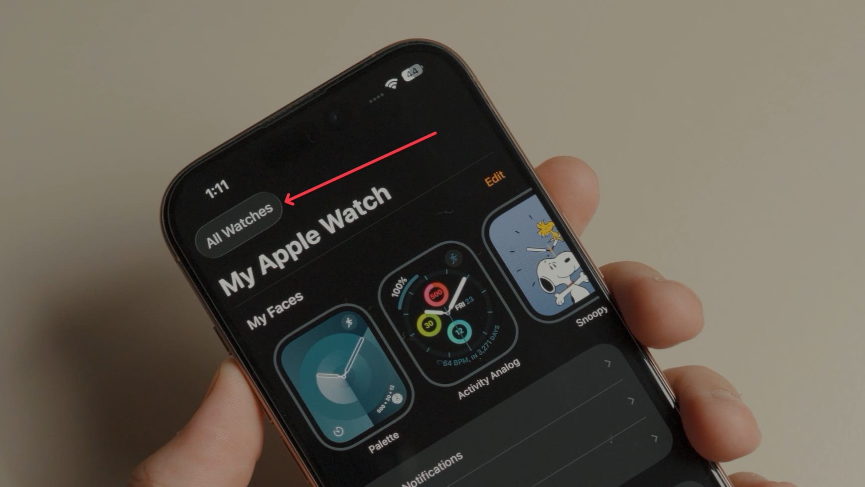 All Watches button