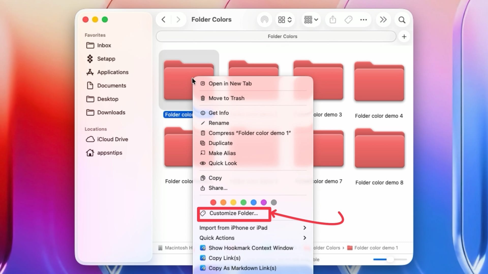 customize folder option in right-click menu