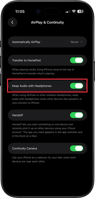 Keep Audio with Headphones