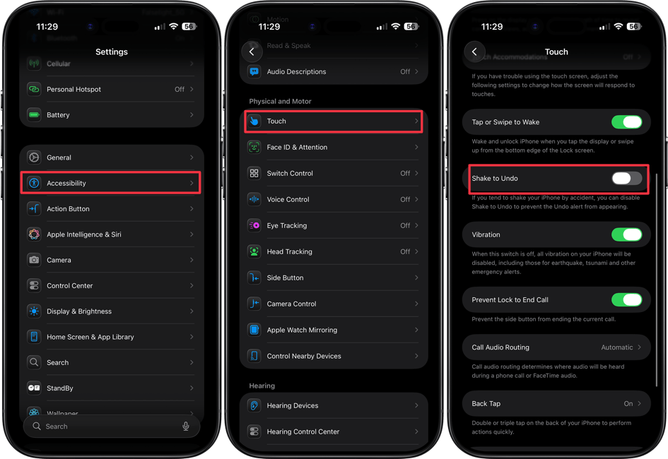 disabling shake to undo