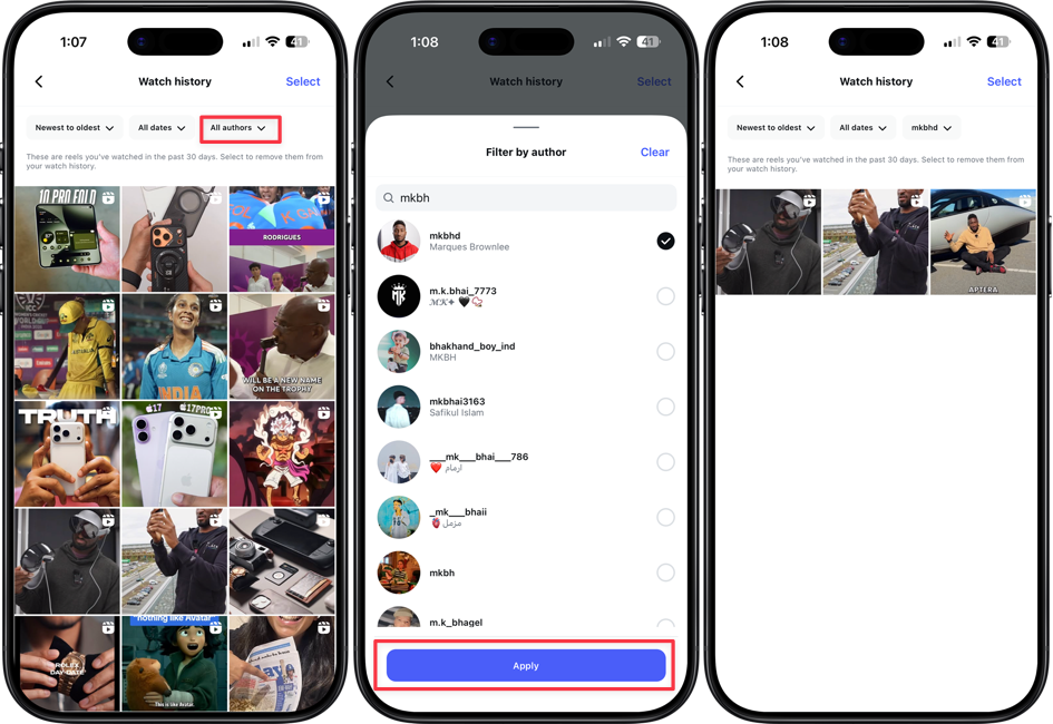 filtering by creator name