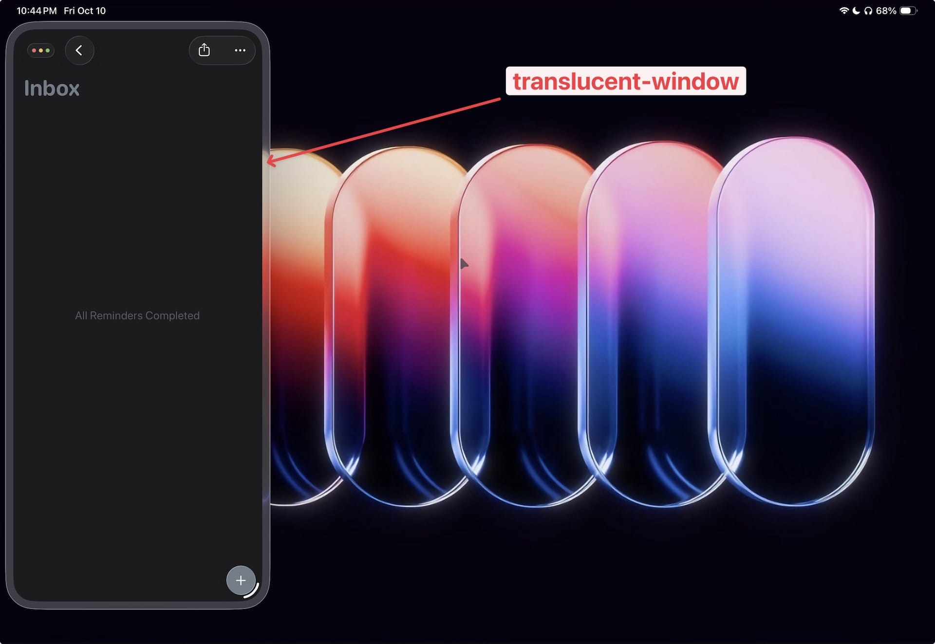 slide over translucent window