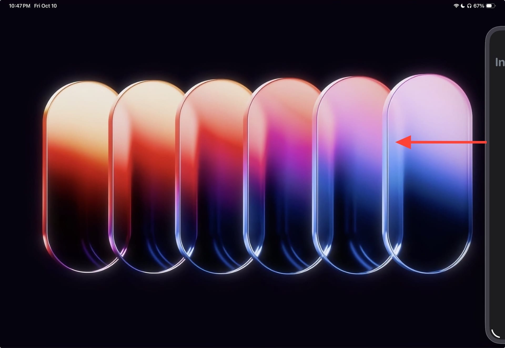 swipe from edge of the screen to bring it back