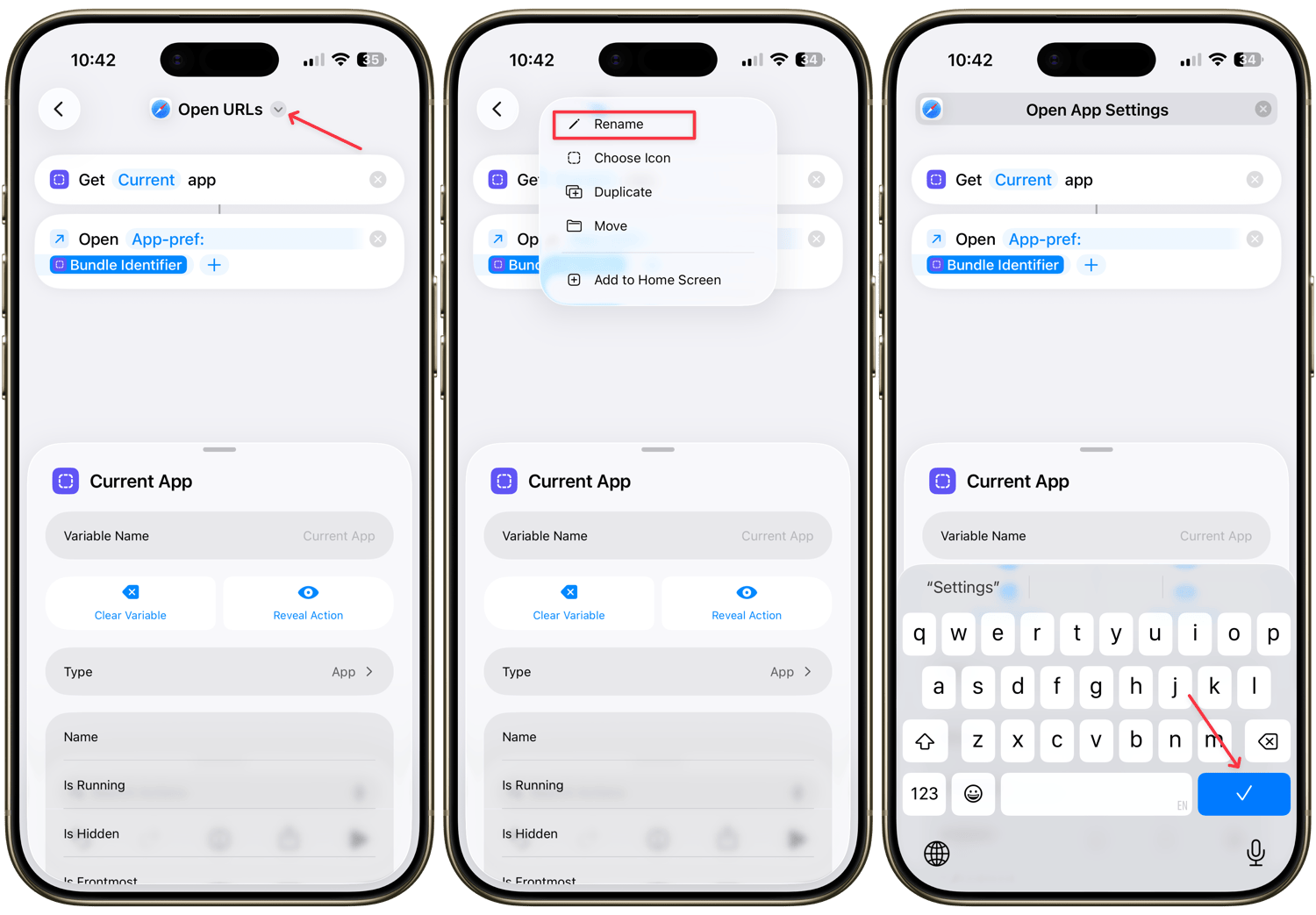 Renaming the shortcut