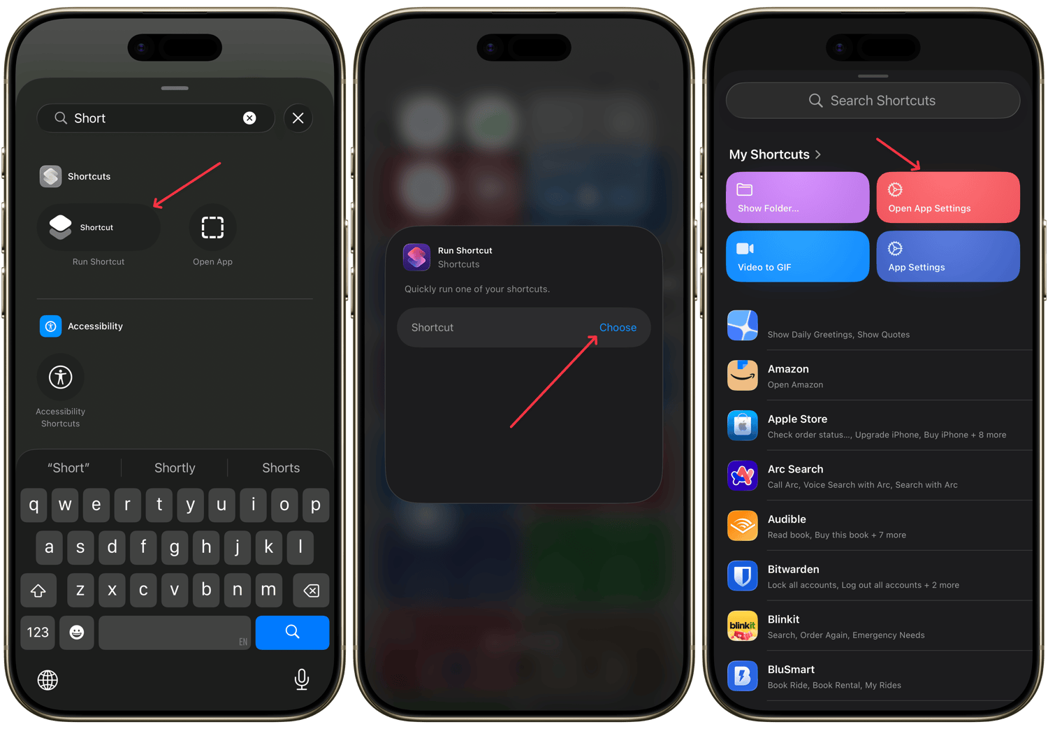 choosing the shortcut we created