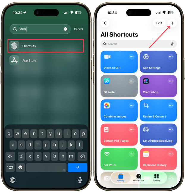 opening shortcuts app