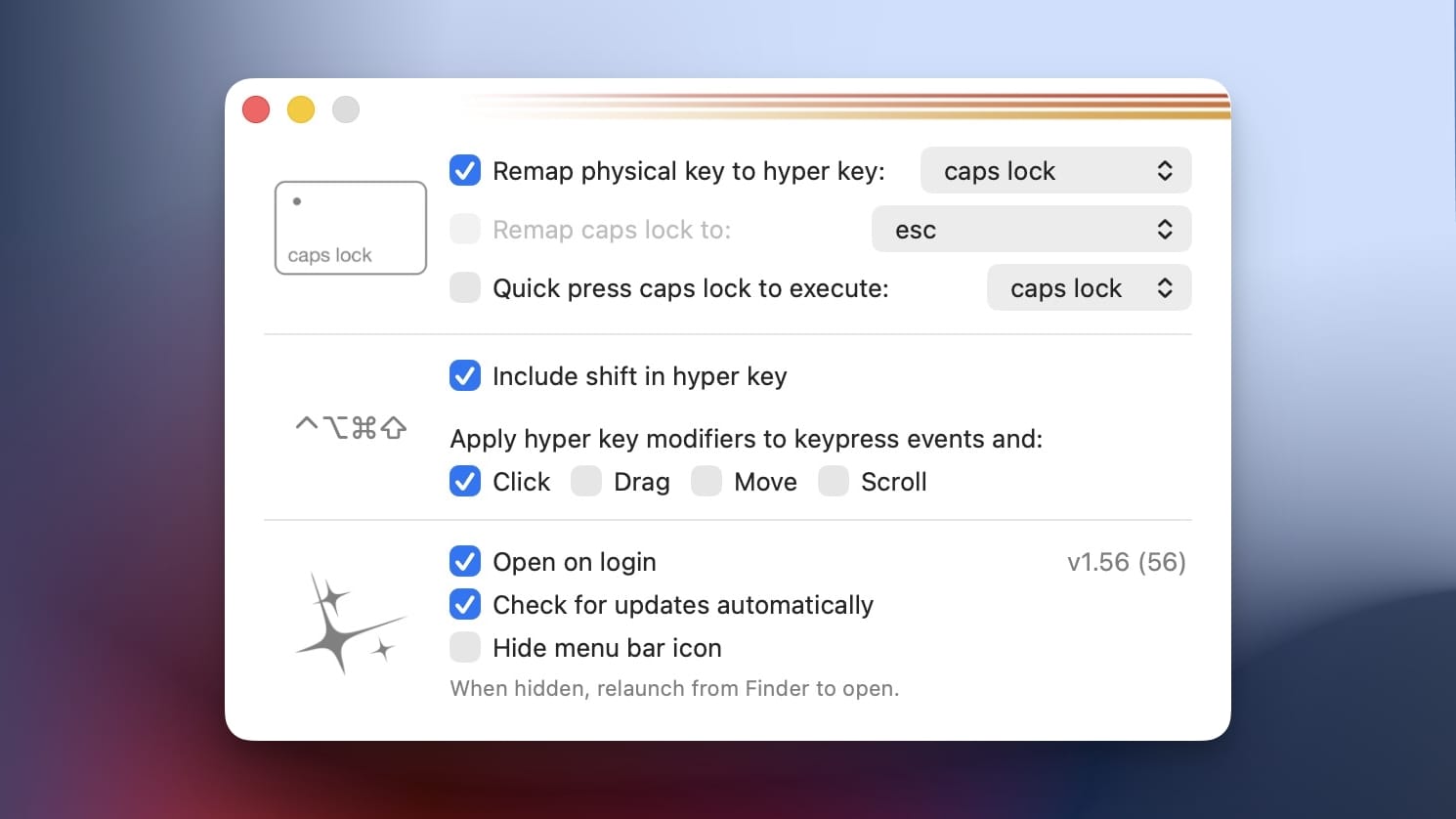 Hyperkey settings page screenshot