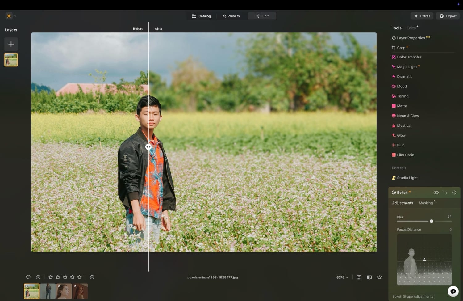 Luminar Neo Bokeh AI in action