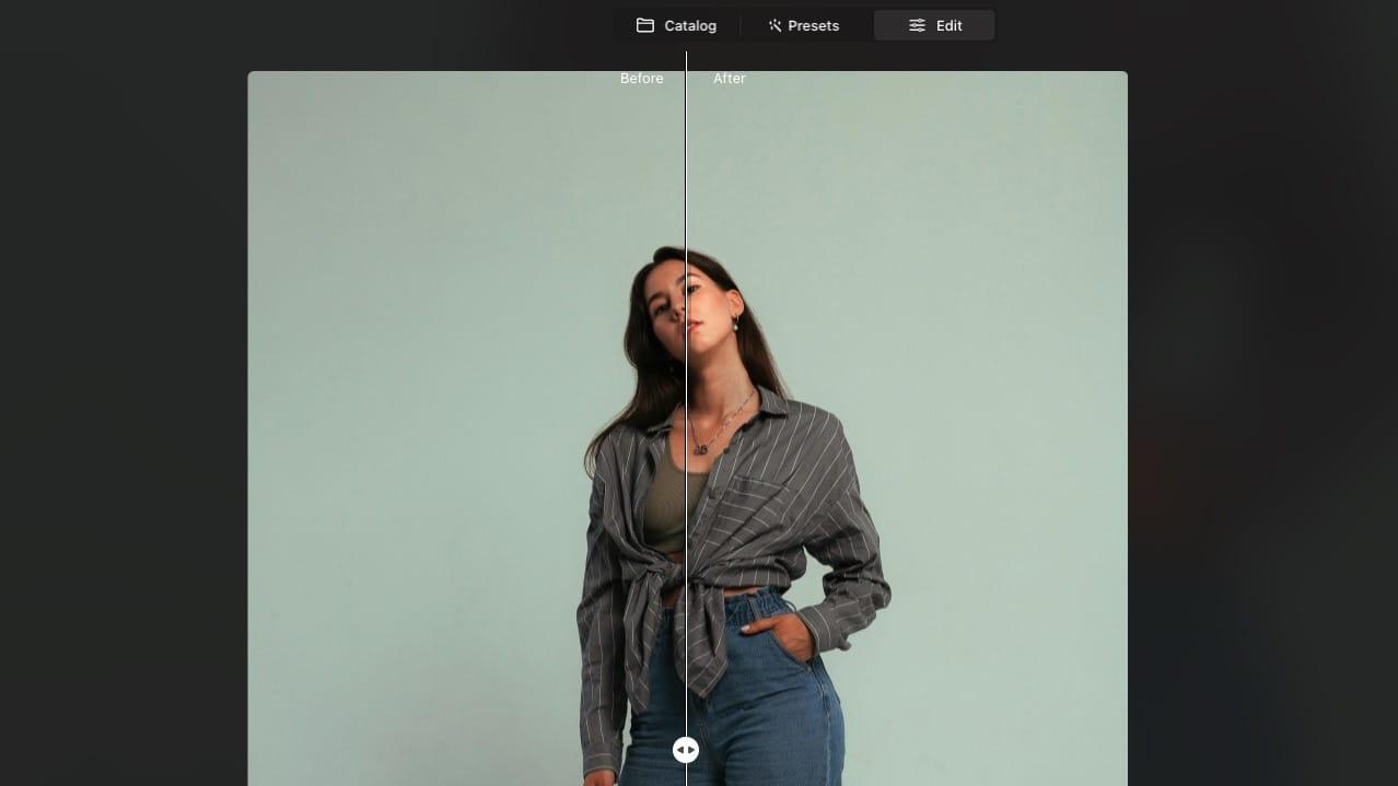 Luminar Neo Face light tool in action
