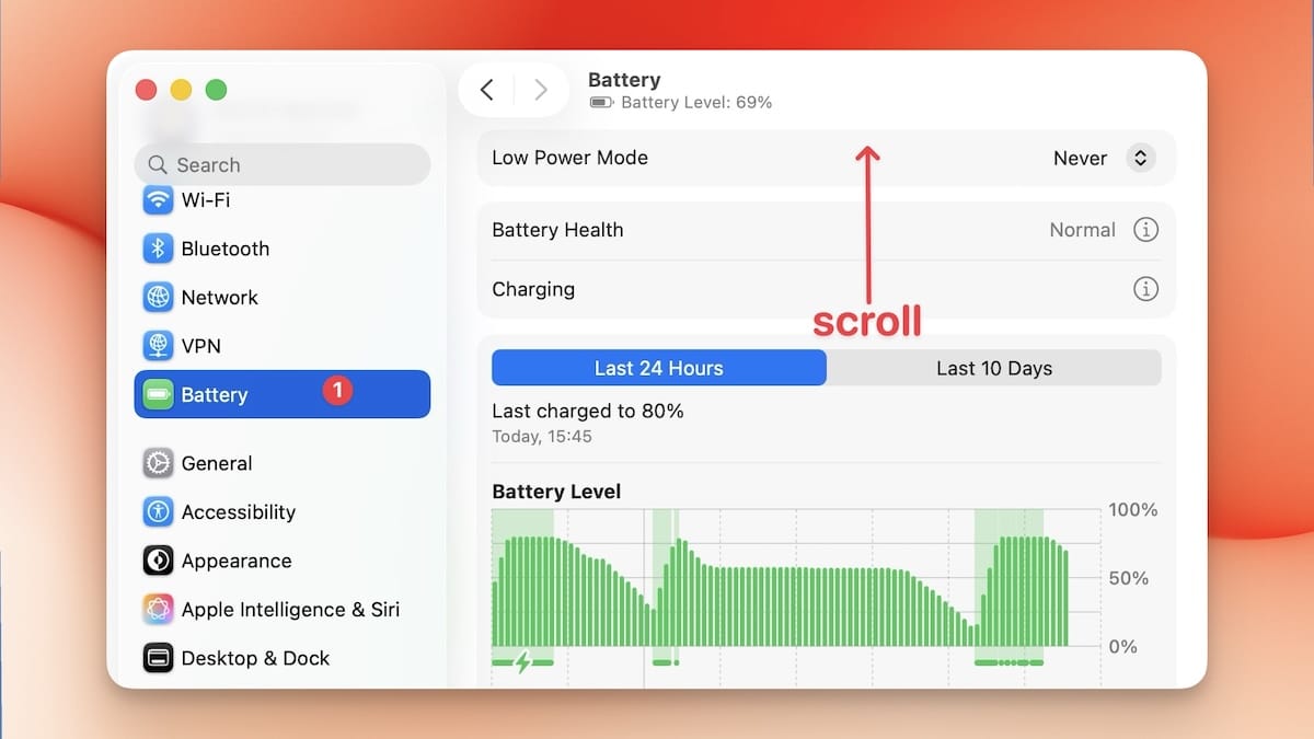battery settings in macOS