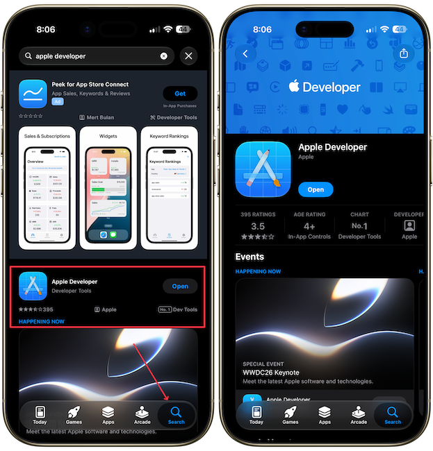 Apple Developer App Store Listing